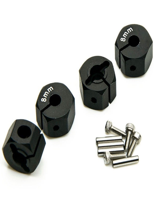 QUE-T Aluminum 8mm Thickness 12mm Wheel Hex Drive Adaptors with Pins & Screws for Most of 1/10 RC Crawler Car Black - Image 2